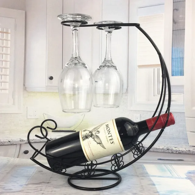 Creative Display Wine Rack With Wine Glass Holder