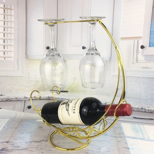 Creative Display Wine Rack With Wine Glass Holder