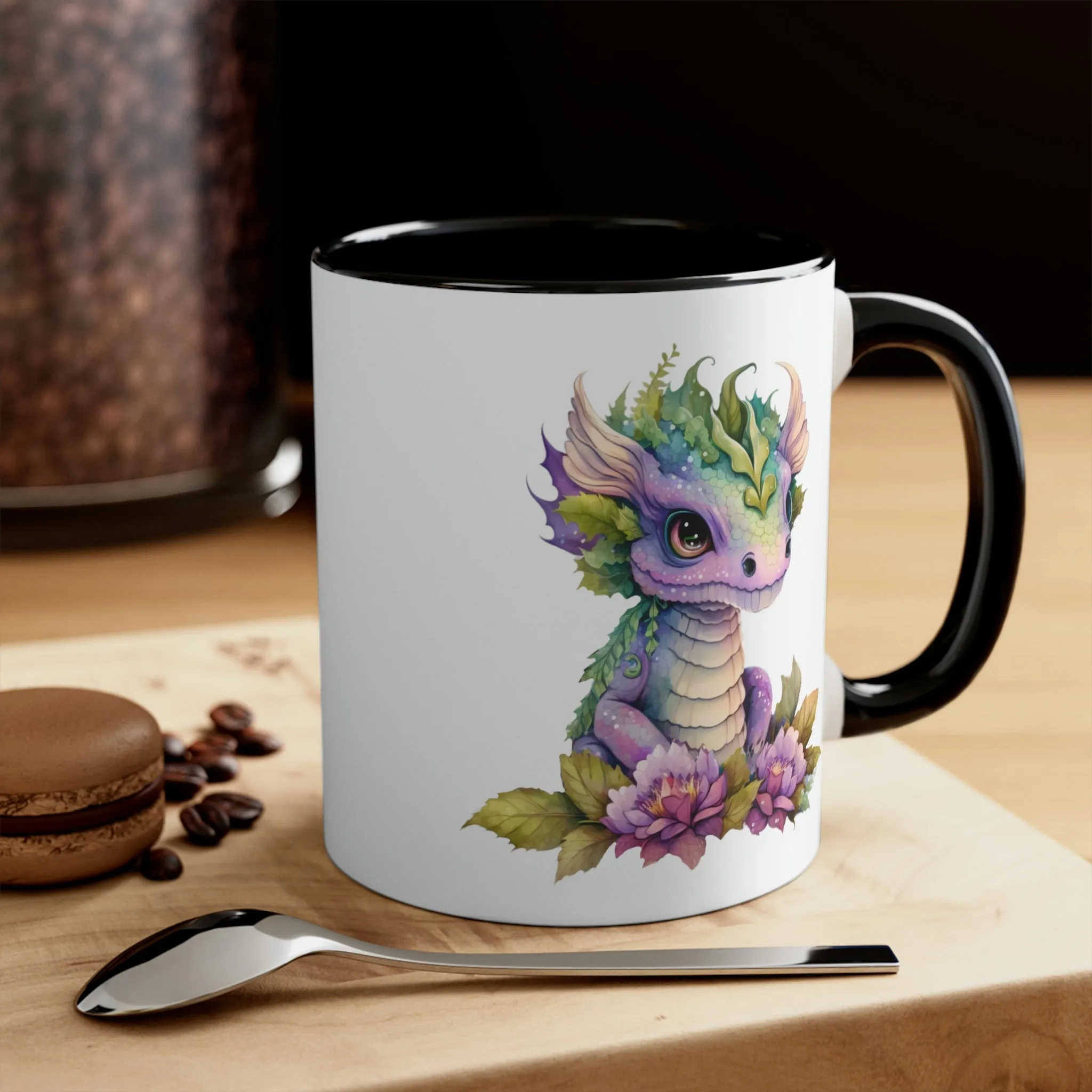 Cute Magic Watercolor Dragon 05 - Accent Coffee Mug, 11oz