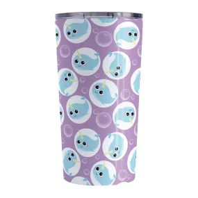 Cute Purple Narwhal Bubble Pattern Tumbler Cup