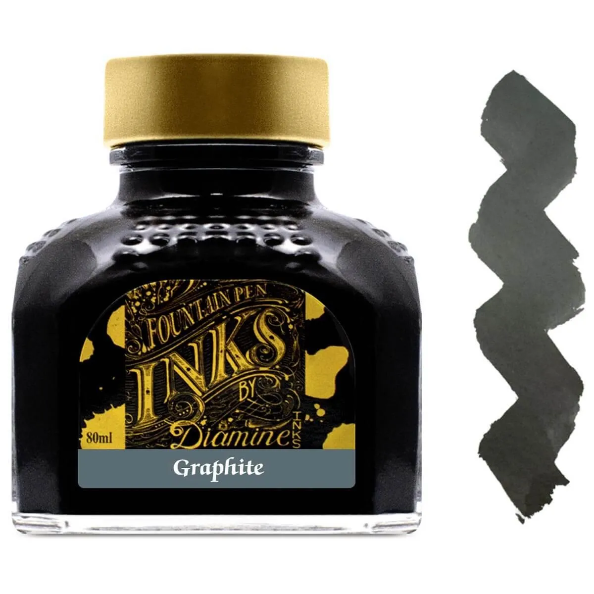 Diamine Fountain Pen Ink Bottle - 80 ml Graphite | 7071