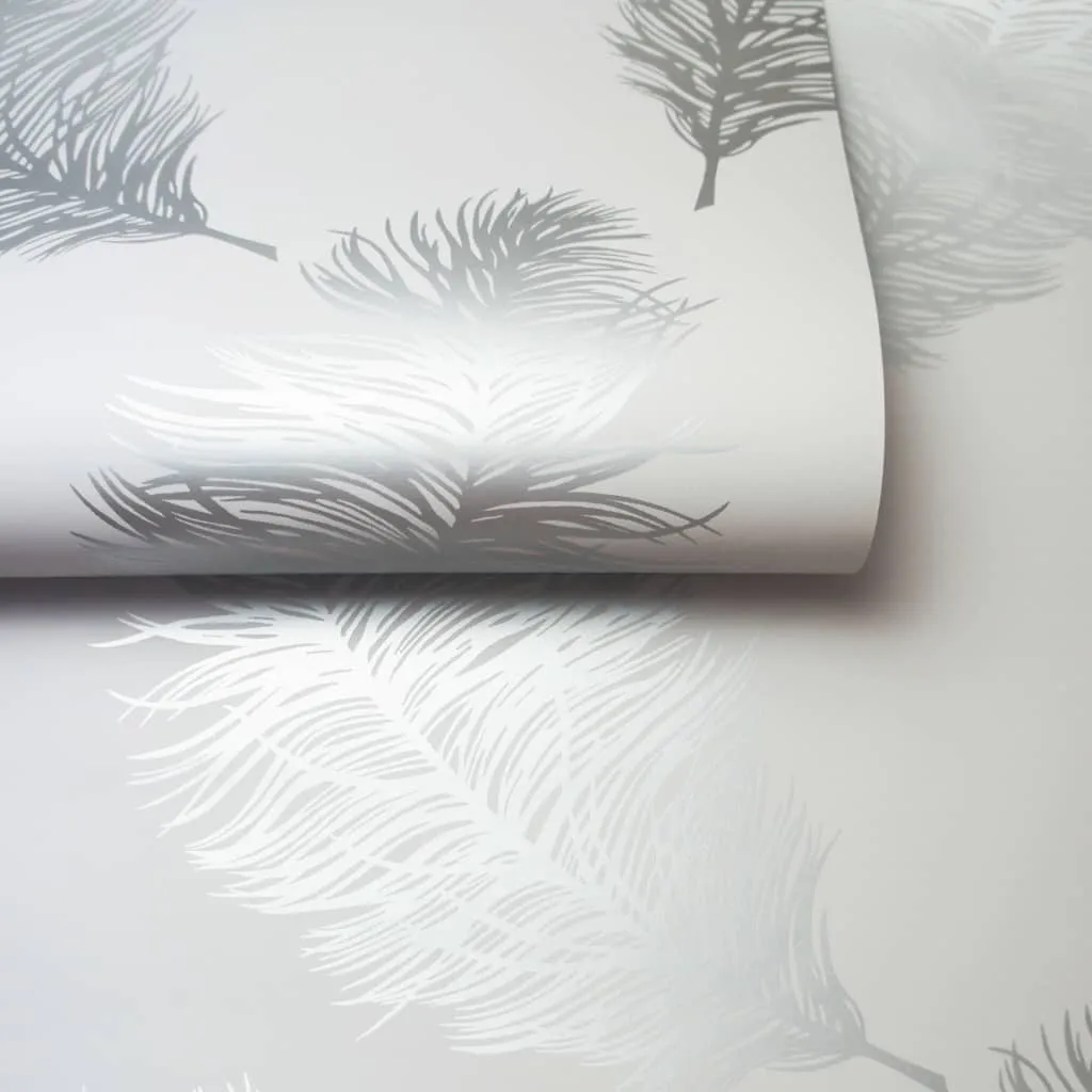 DUTCH WALLCOVERINGS Wallpaper Fawning Feather Light Grey