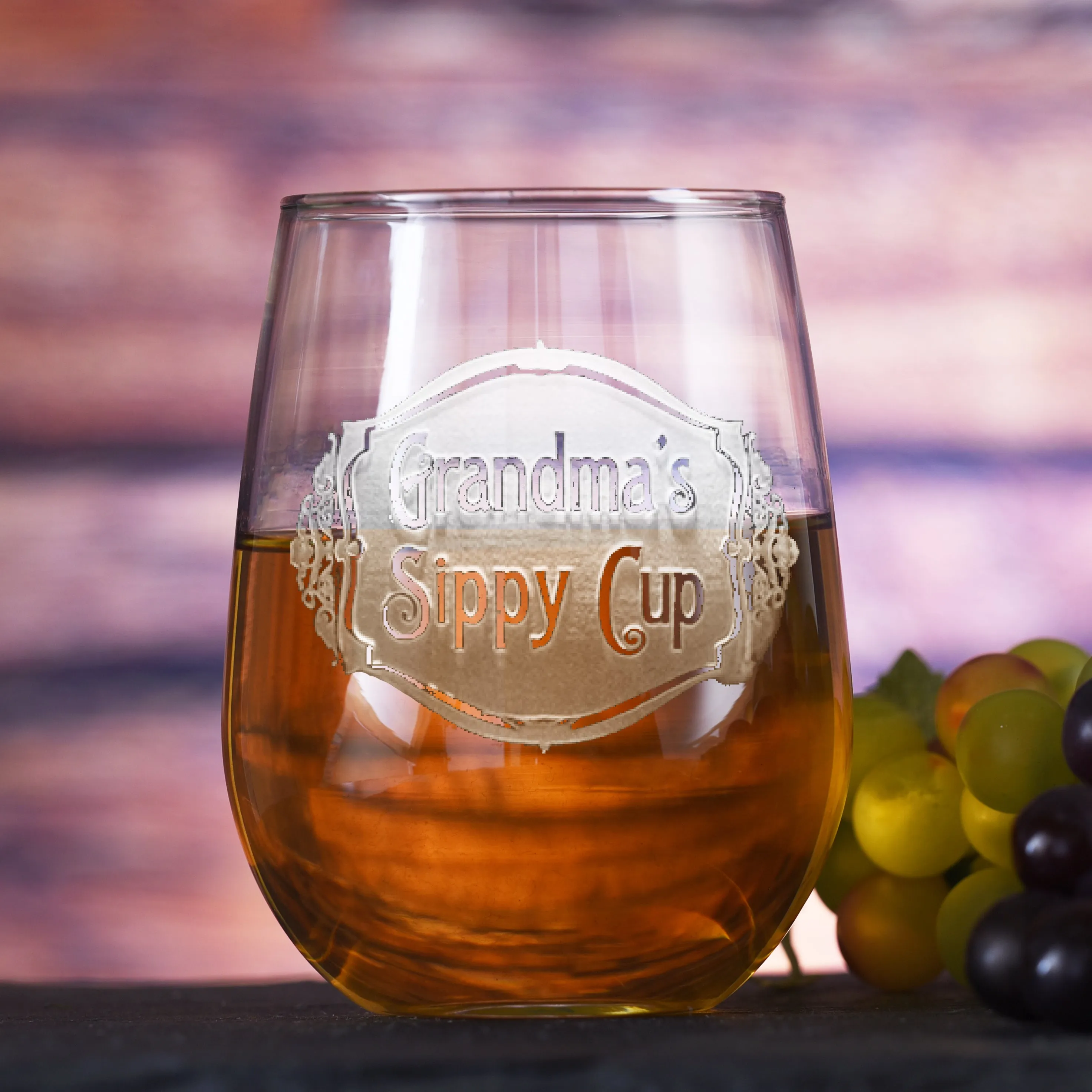 Engraved Grandma's Sippy Cup Stemless Wine Glass