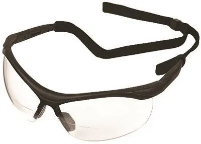 Erb Bifocal Safety Reading Glasses - Black Frame Clear Lens 1.0 Reader