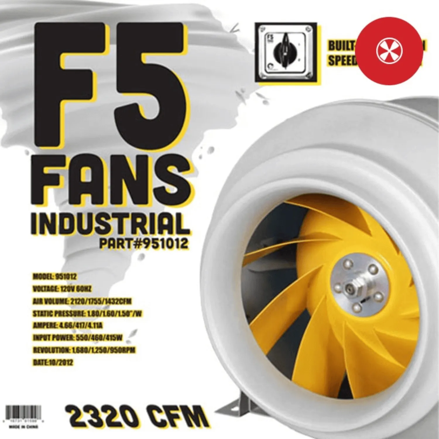 F5 Fans 12" Industrial Inline Duct Fan