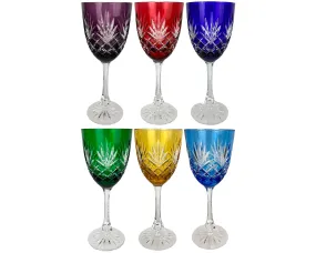 Faberge Imperial Odessa Water Goblet Stems Cut Crystal Glass Set of 6