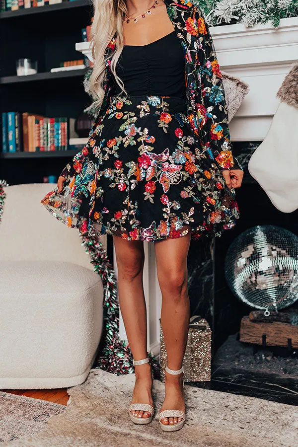 Fan of Floral Sequin Skirt