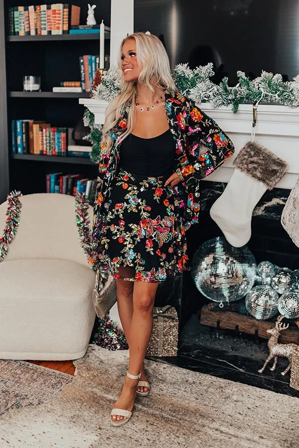 Fan of Floral Sequin Skirt