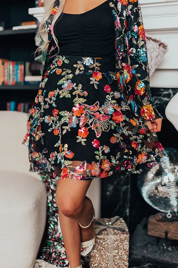 Fan of Floral Sequin Skirt