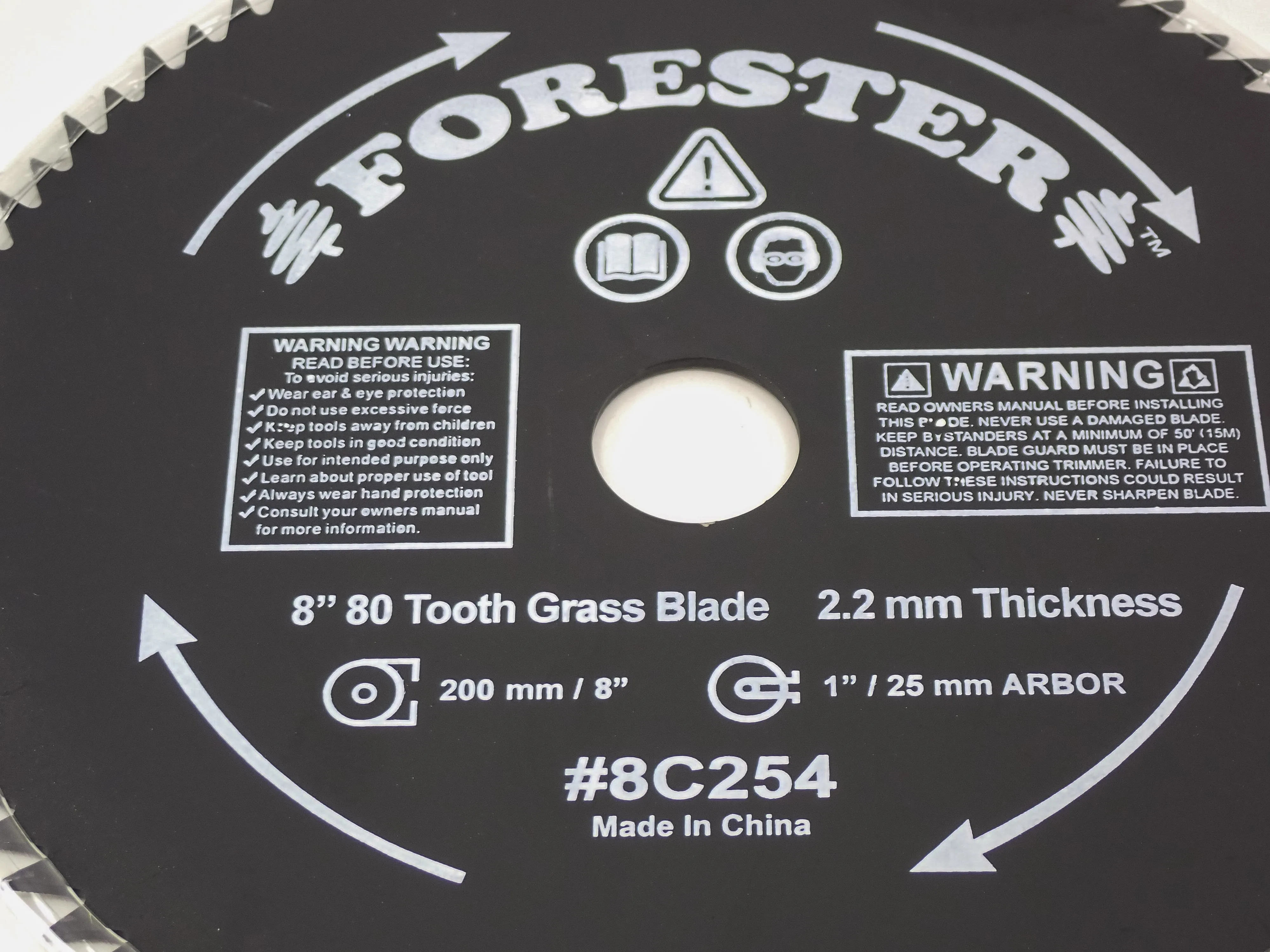 FORESTER 8" DIAMETER 80-TOOTH BRUSHCUTTER BLADE FITS 20MM AND 25MM ARBOR