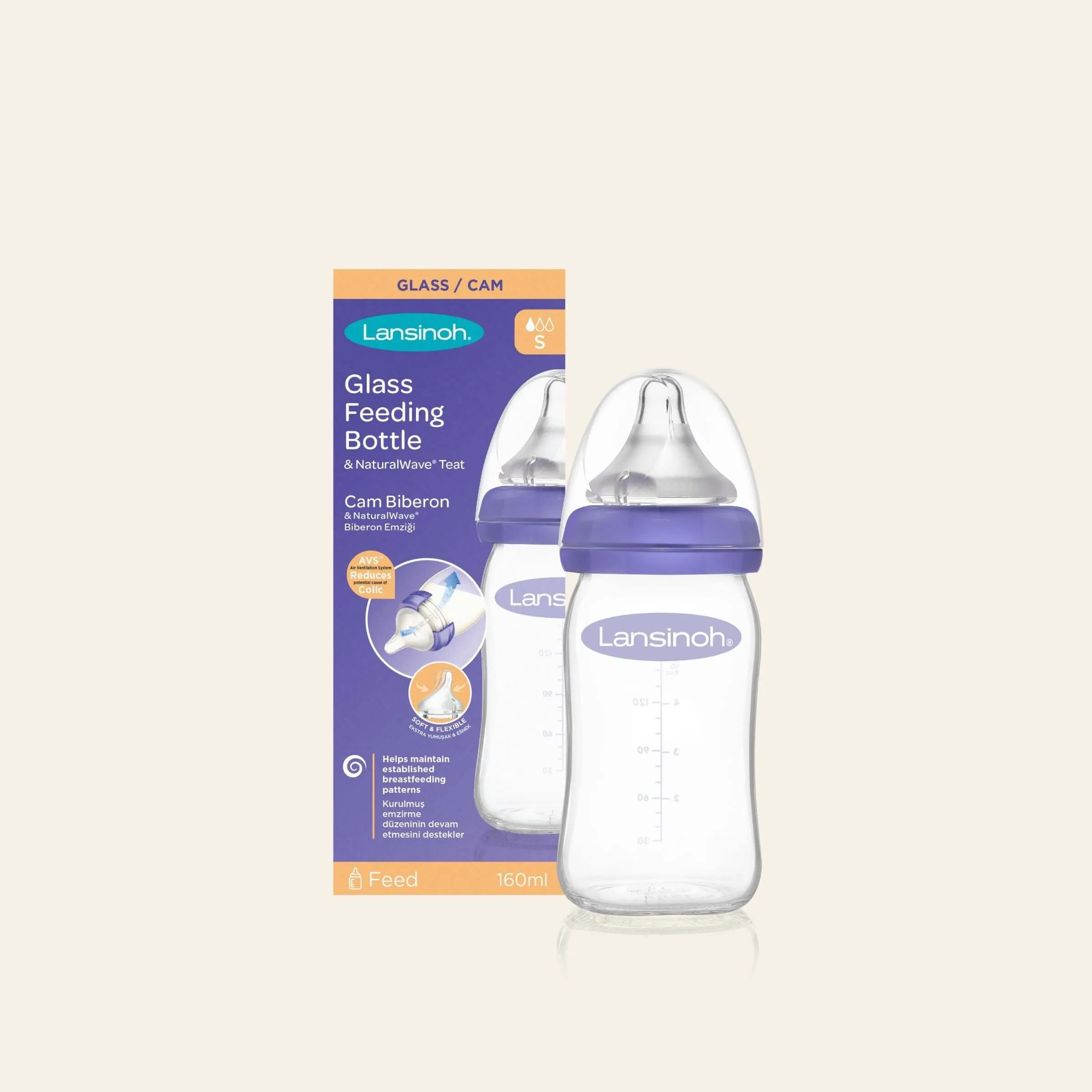 Glass Feeding Bottles 160ml with NaturalWave® Teat