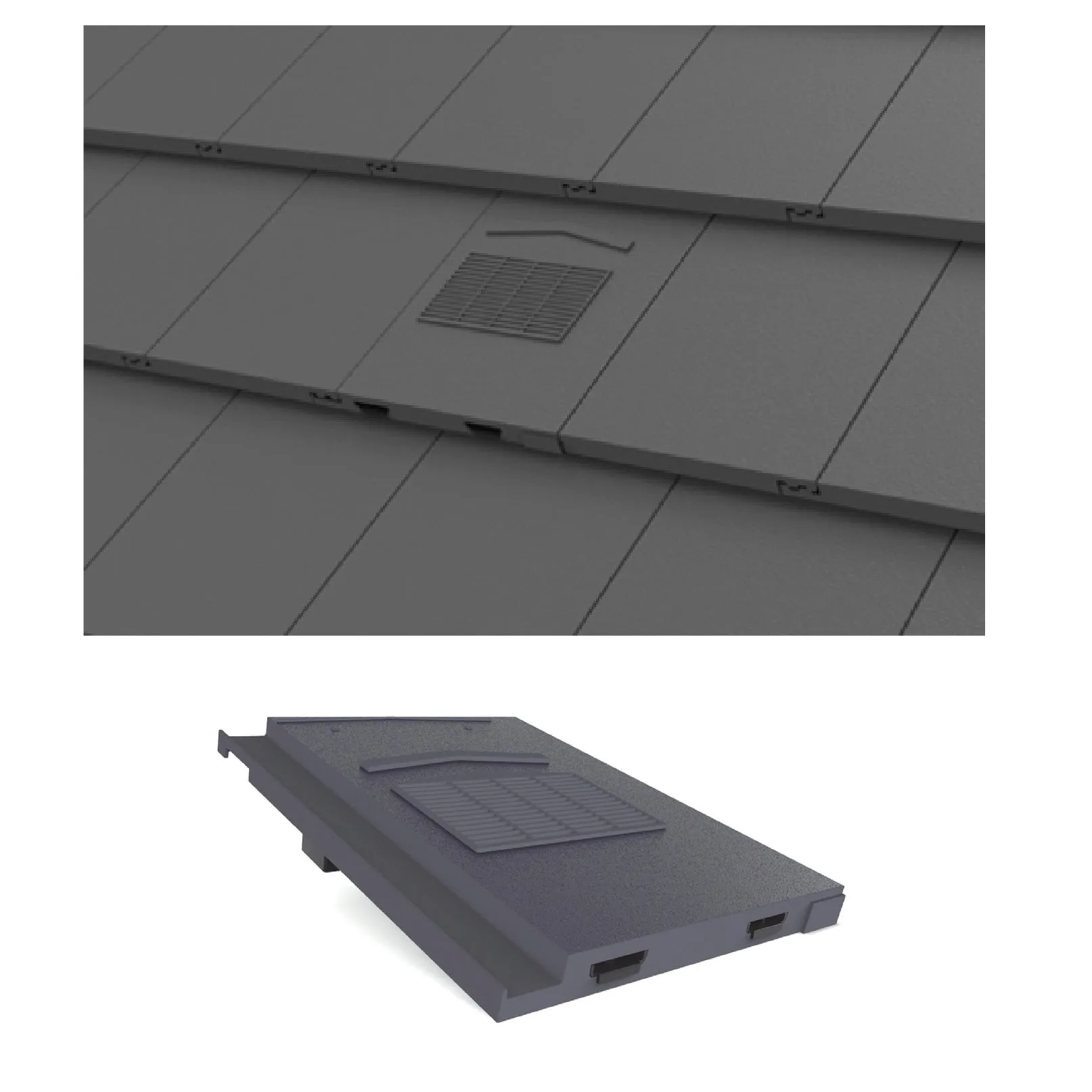 Grey Roof Tile Vent & Pipe Adapter for Marley Modern & Mini Stonewold