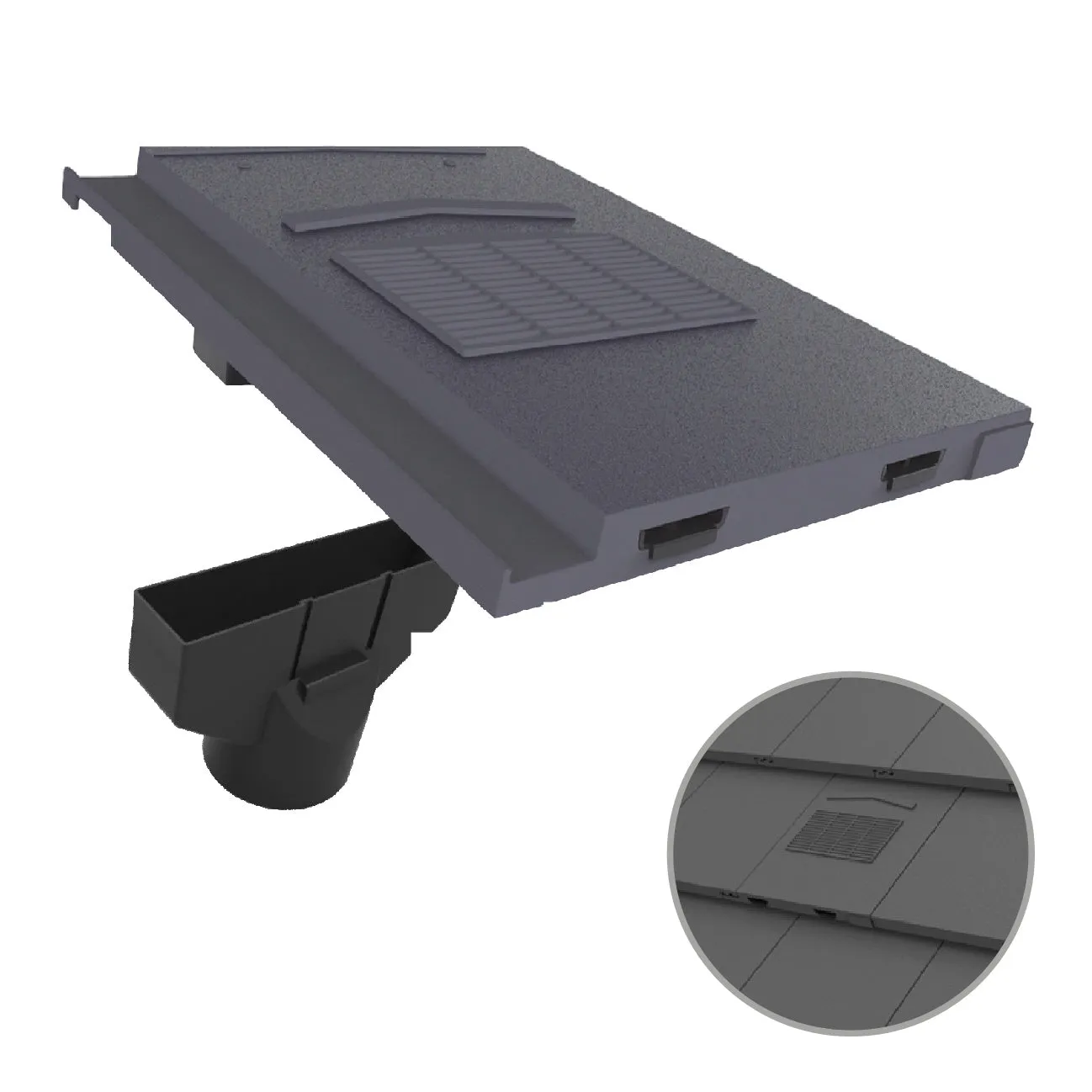 Grey Roof Tile Vent & Pipe Adapter for Marley Modern & Mini Stonewold