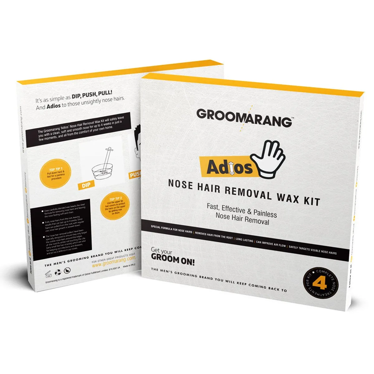 Groomarang Adios Nose Hair Removal Wax Kit & Optional Eyebrow Shaver