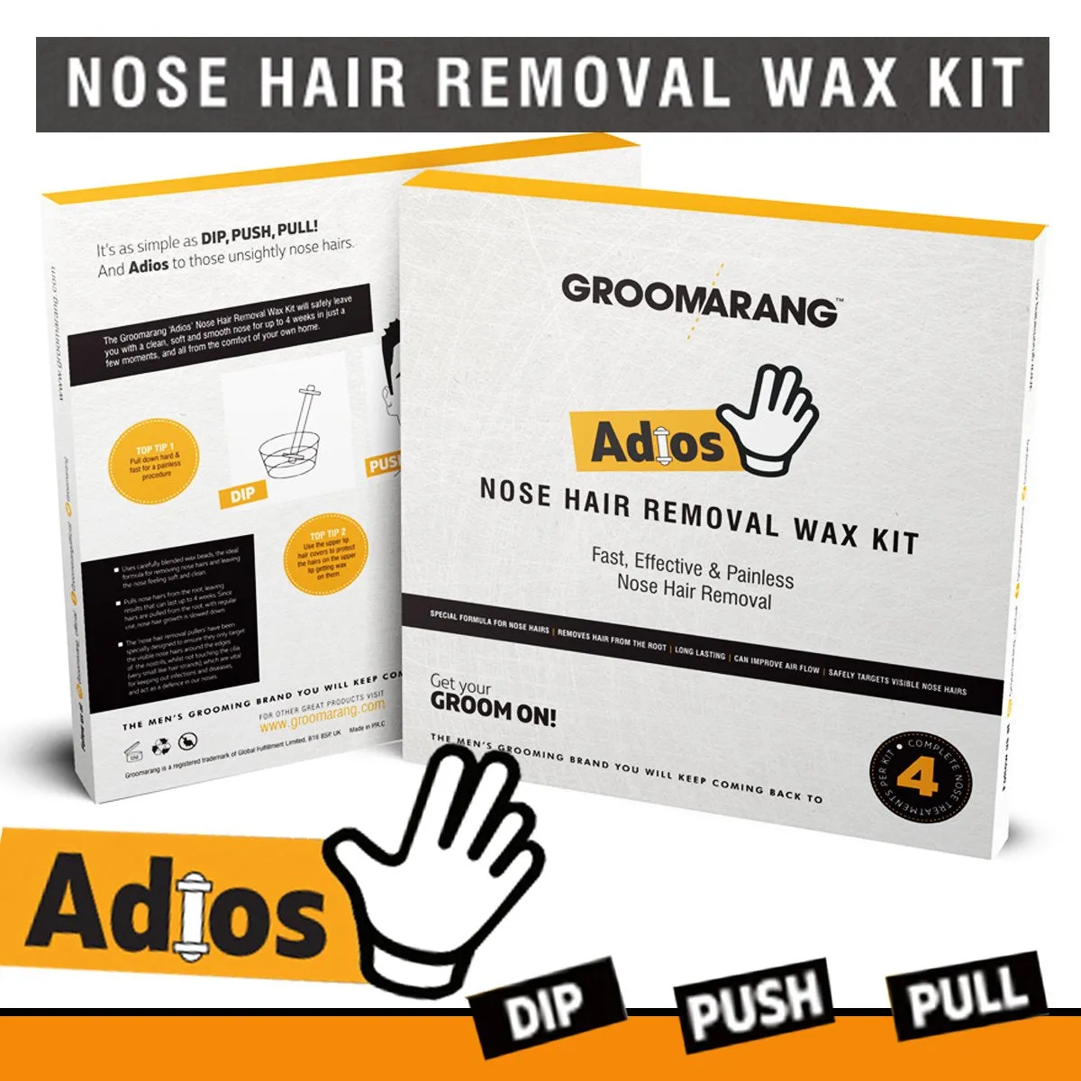 Groomarang Adios Nose Hair Removal Wax Kit & Optional Eyebrow Shaver