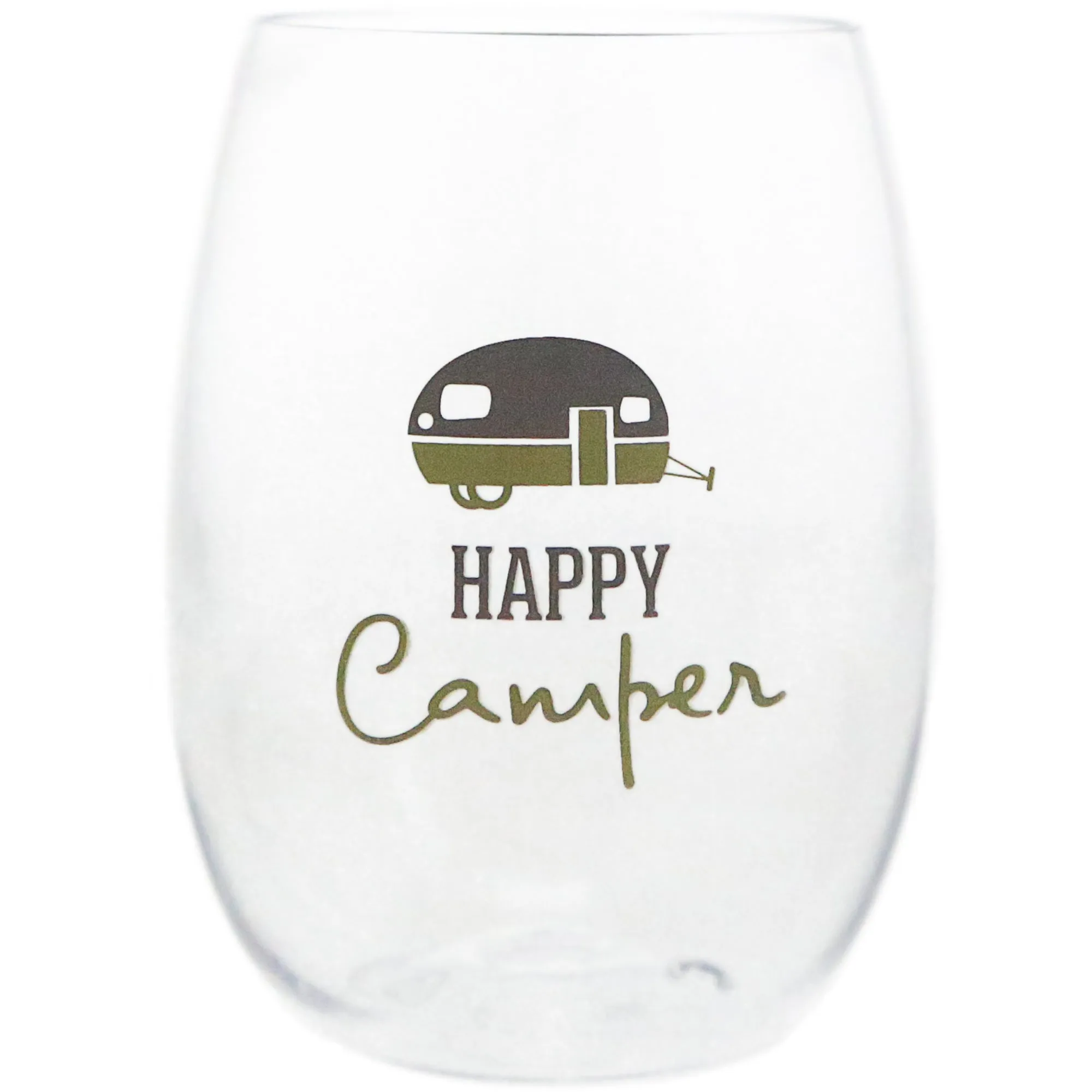 Happy Camper 14 oz Tritan Stemless Wine Glass