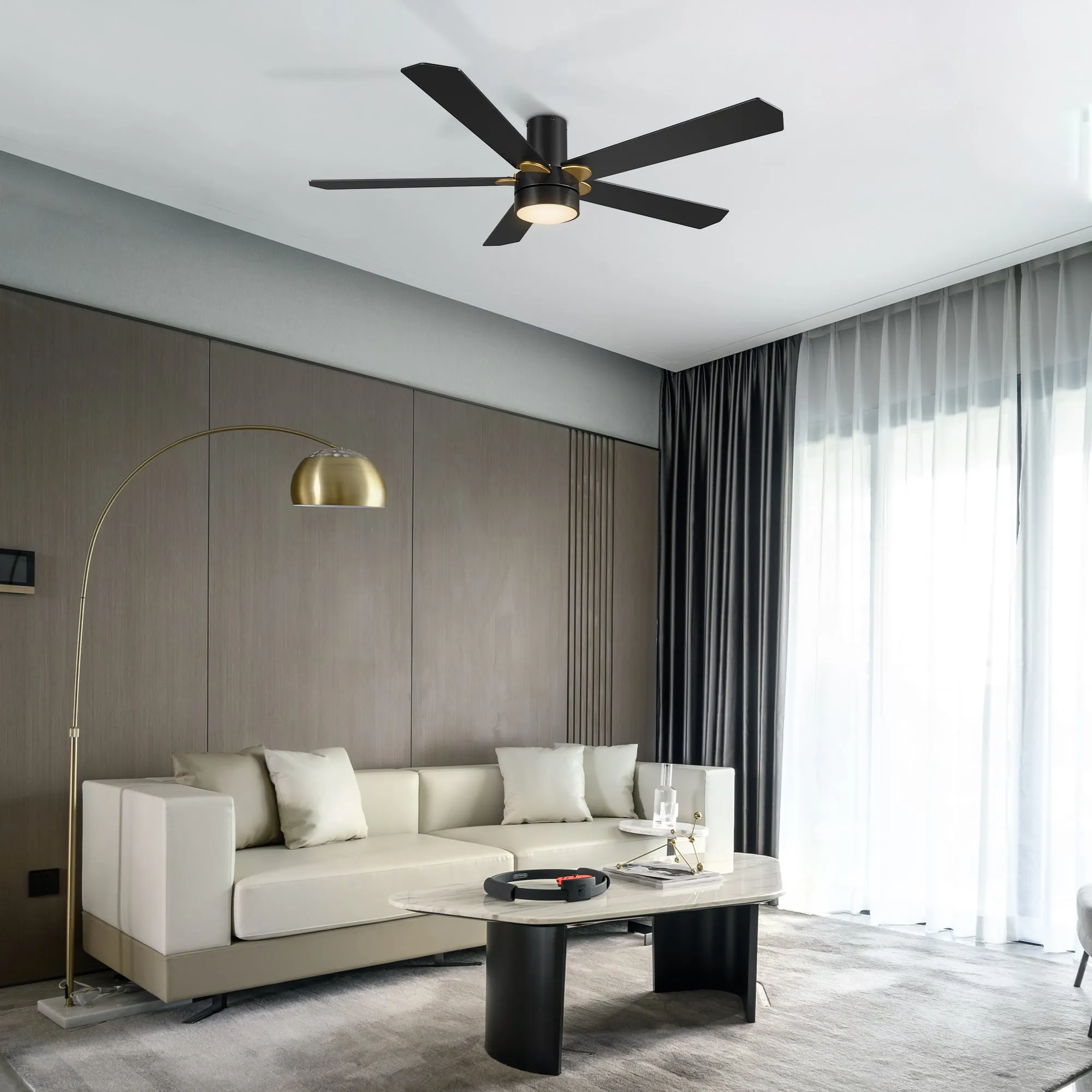 Harlem Low Profile Smart Ceiling Fan with LED Light Outdoor/indoor 52"