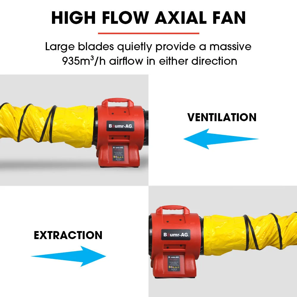 Heavy-Duty Portable Axial Air Mover Blower Fan, 10m Duct - Baumr-AG