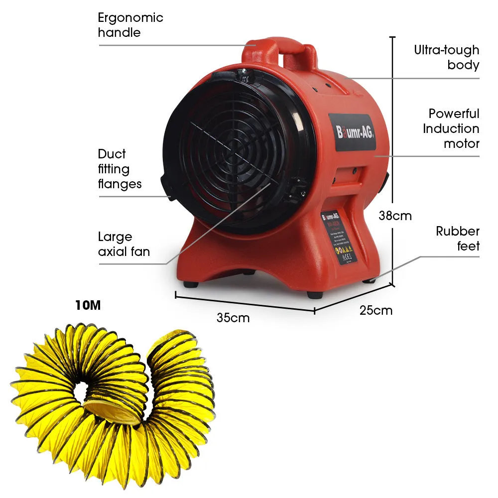 Heavy-Duty Portable Axial Air Mover Blower Fan, 10m Duct - Baumr-AG