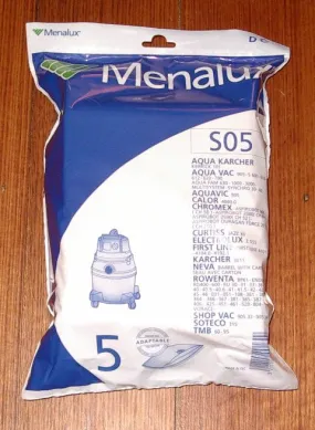 Hoover, Aquavac, Rowenta Vacuum Cleaner Bags (Pkt 5) - Part No. S05