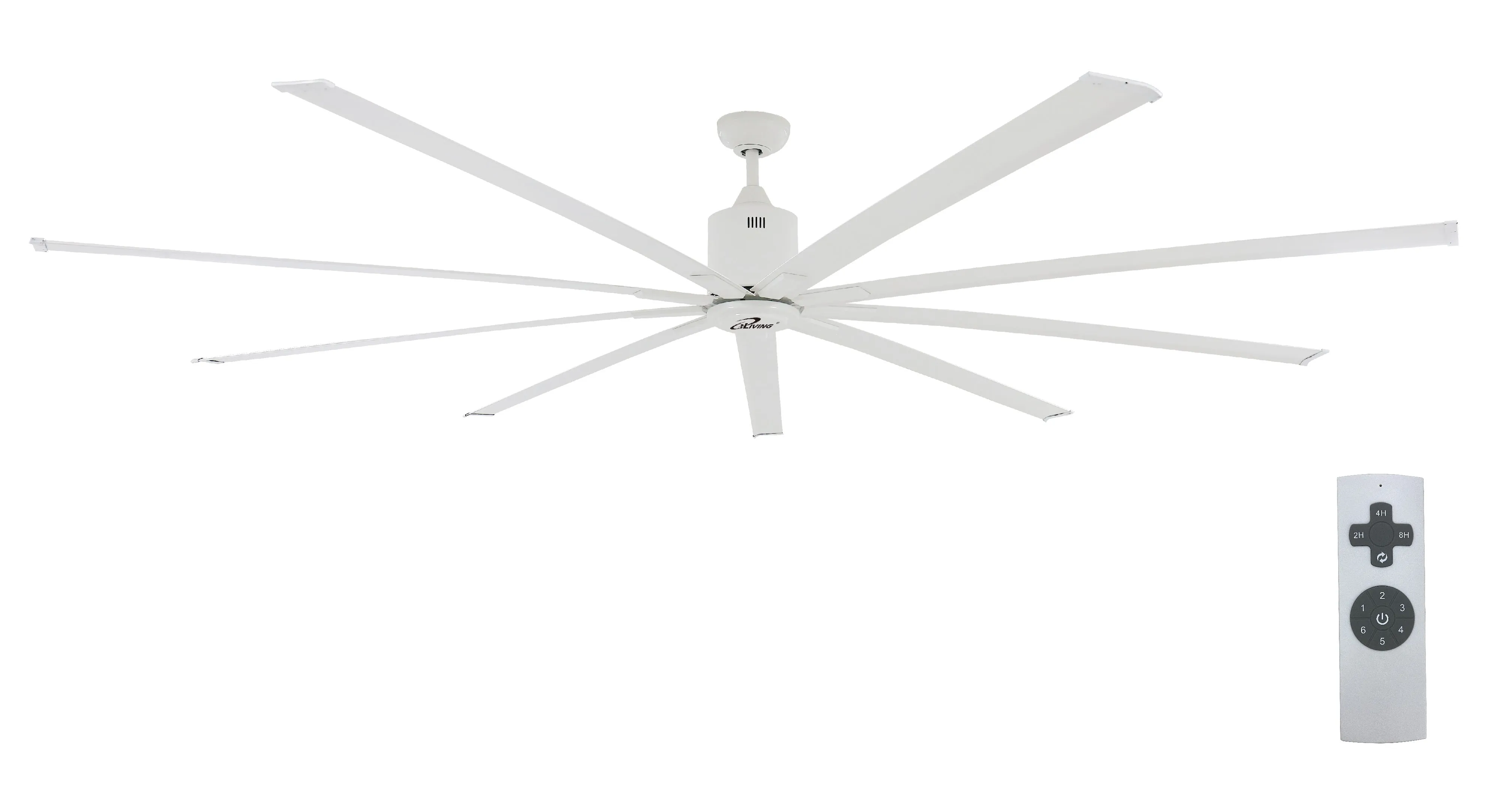 iLiving 96-Inch, 8 feet HVLS 9 Blades BLDC Big Ceiling Fan, High Volume Low Speed HVLS Fan, Reversible Industrial Commercial and Residential, with IR Remote