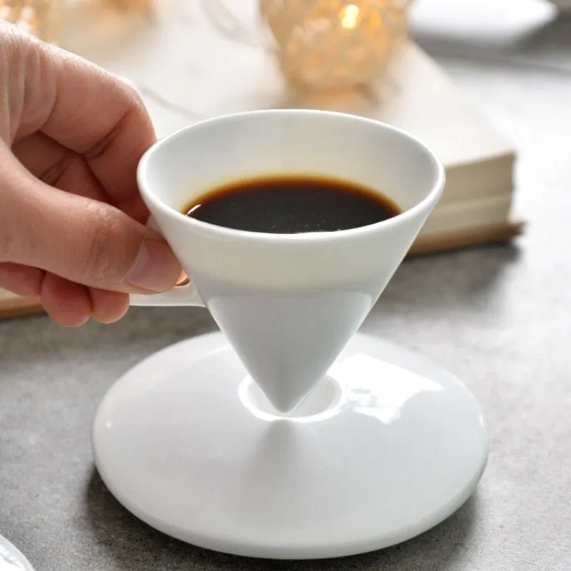 Italian Espresso Pyramid Cup & Saucer   Spoon by SB