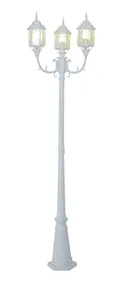 Lantern 6 Panel 3LT Pole White