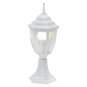 Lantern 6 Panel Pedestal White