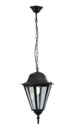 Lantern 6 Panel Pendant Black