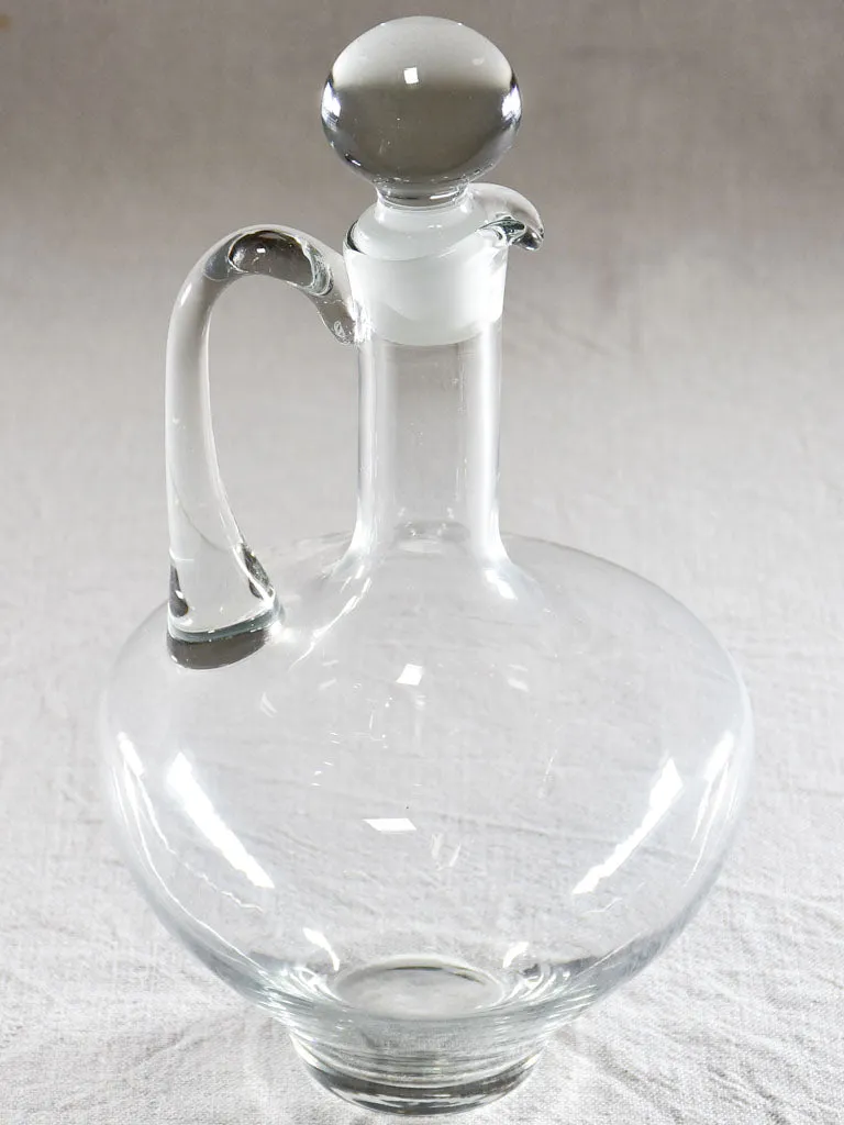 Large vintage carafe with beak and round stopper 12½"