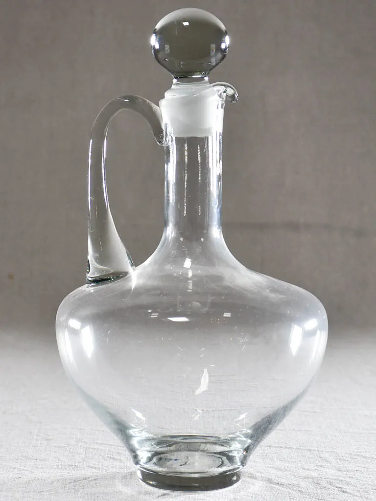 Large vintage carafe with beak and round stopper 12½"