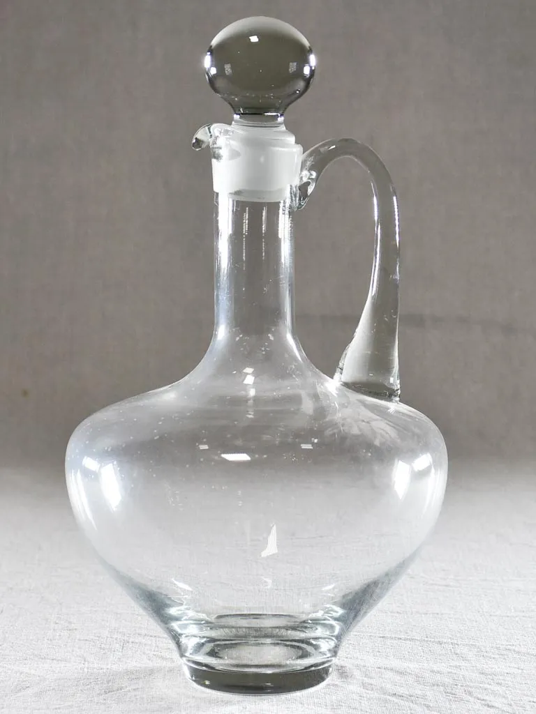 Large vintage carafe with beak and round stopper 12½"