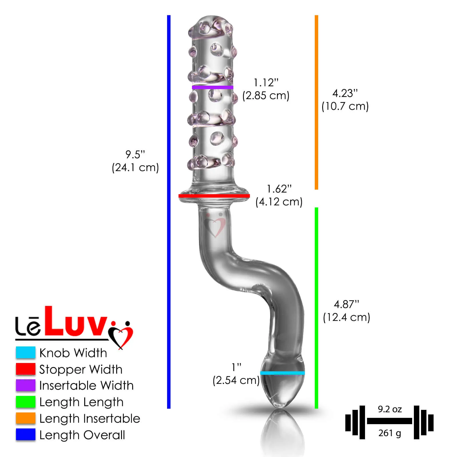 LeLuv Glass Slim Bumpy Juicer Crank Handle Anal Toy