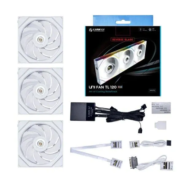 LIAN LI UNI FAN TL 120 Reverse Blade 反葉 WHITE 白色 3xFan Kit with Controller 三風扇組合附控制器 UF-12RTL3W