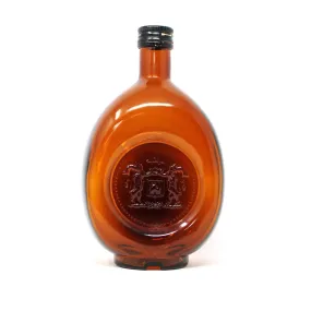 Liquor Bottle, Amber / Brown Glass, Lions Crest Seal, Italian Liquor Empty, Collectible