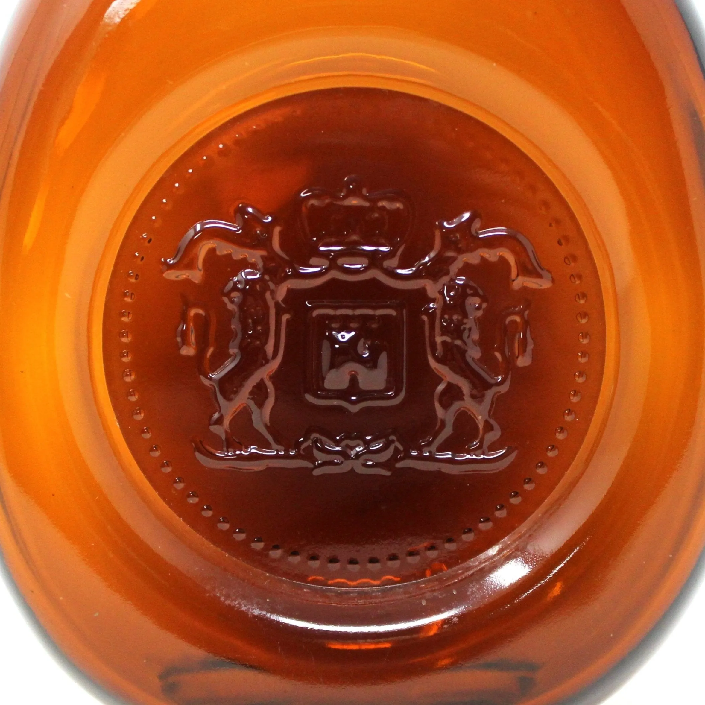 Liquor Bottle, Amber / Brown Glass, Lions Crest Seal, Italian Liquor Empty, Collectible