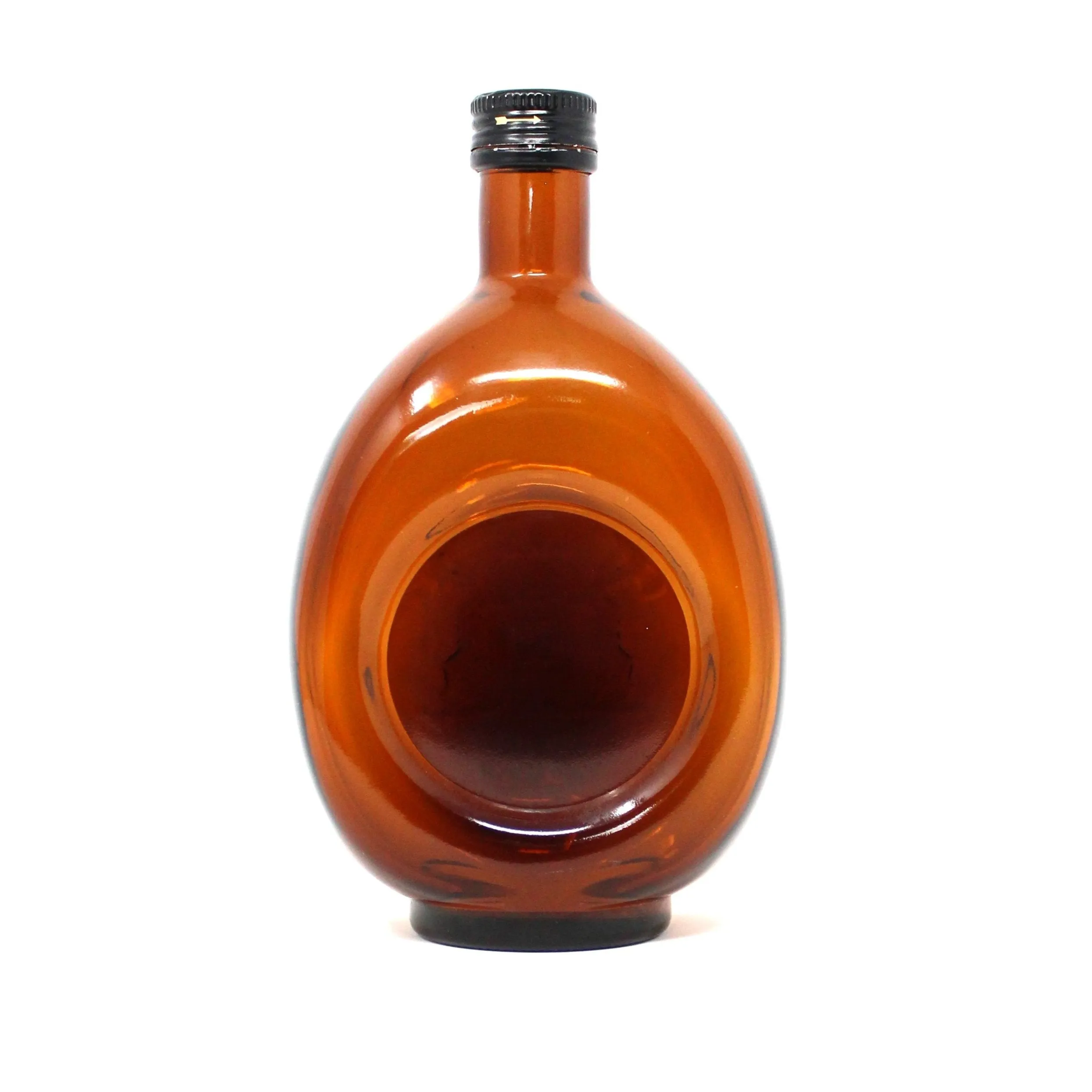 Liquor Bottle, Amber / Brown Glass, Lions Crest Seal, Italian Liquor Empty, Collectible