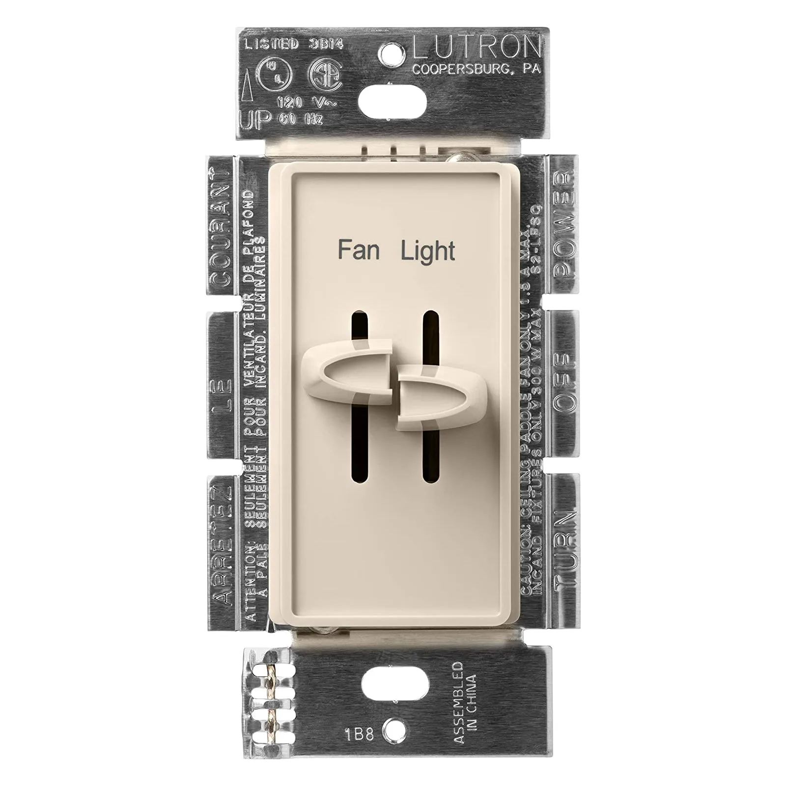 Lutron S2-LF Skylark Single Pole 2.5A Fan Control/ 300W Incandescent Dimmer - Multiple Fans