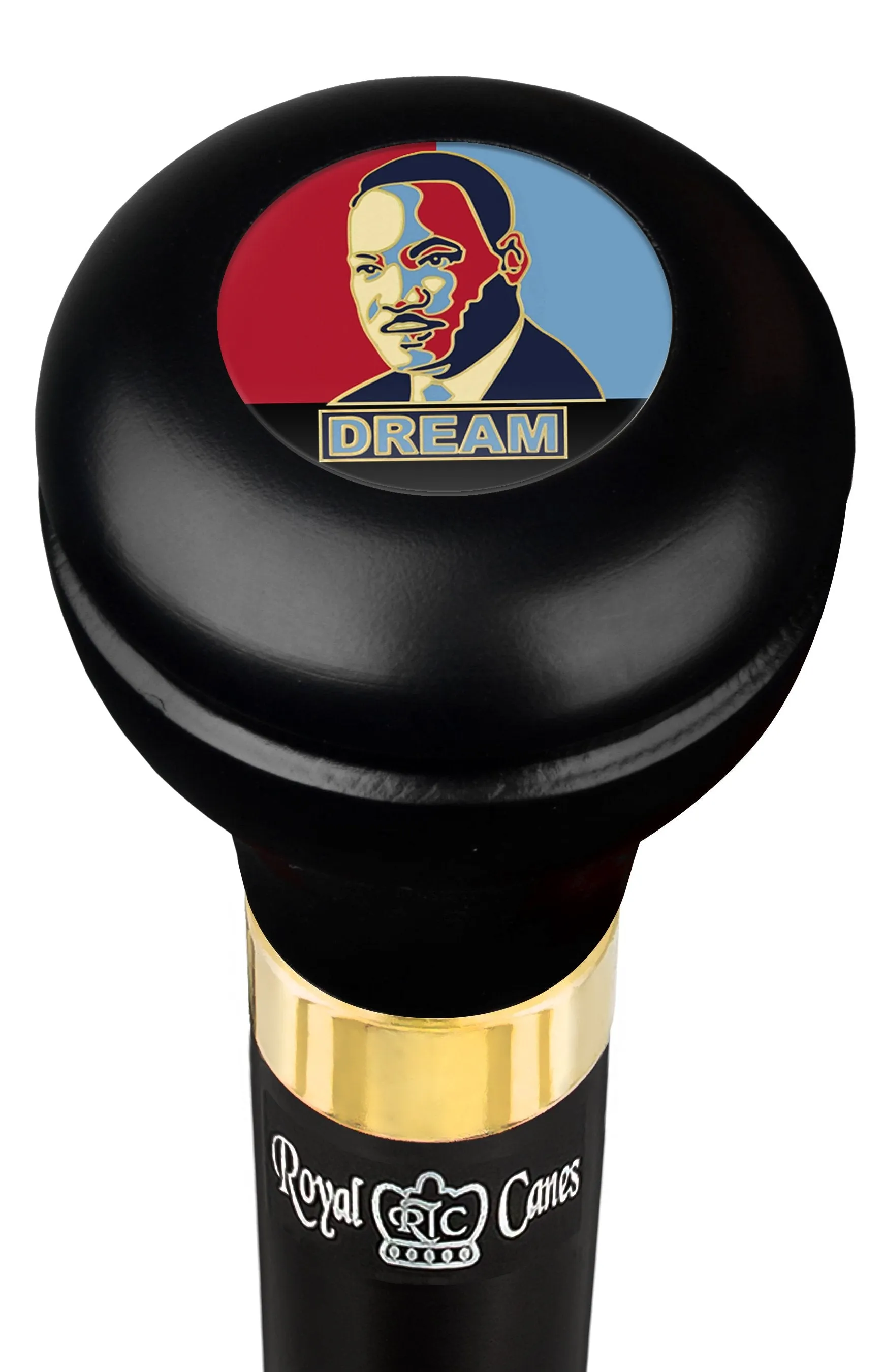 Martin Luther King "I have a dream" Flask Walking Stick w/ Black Beechwood Shaft & Pewter Collar