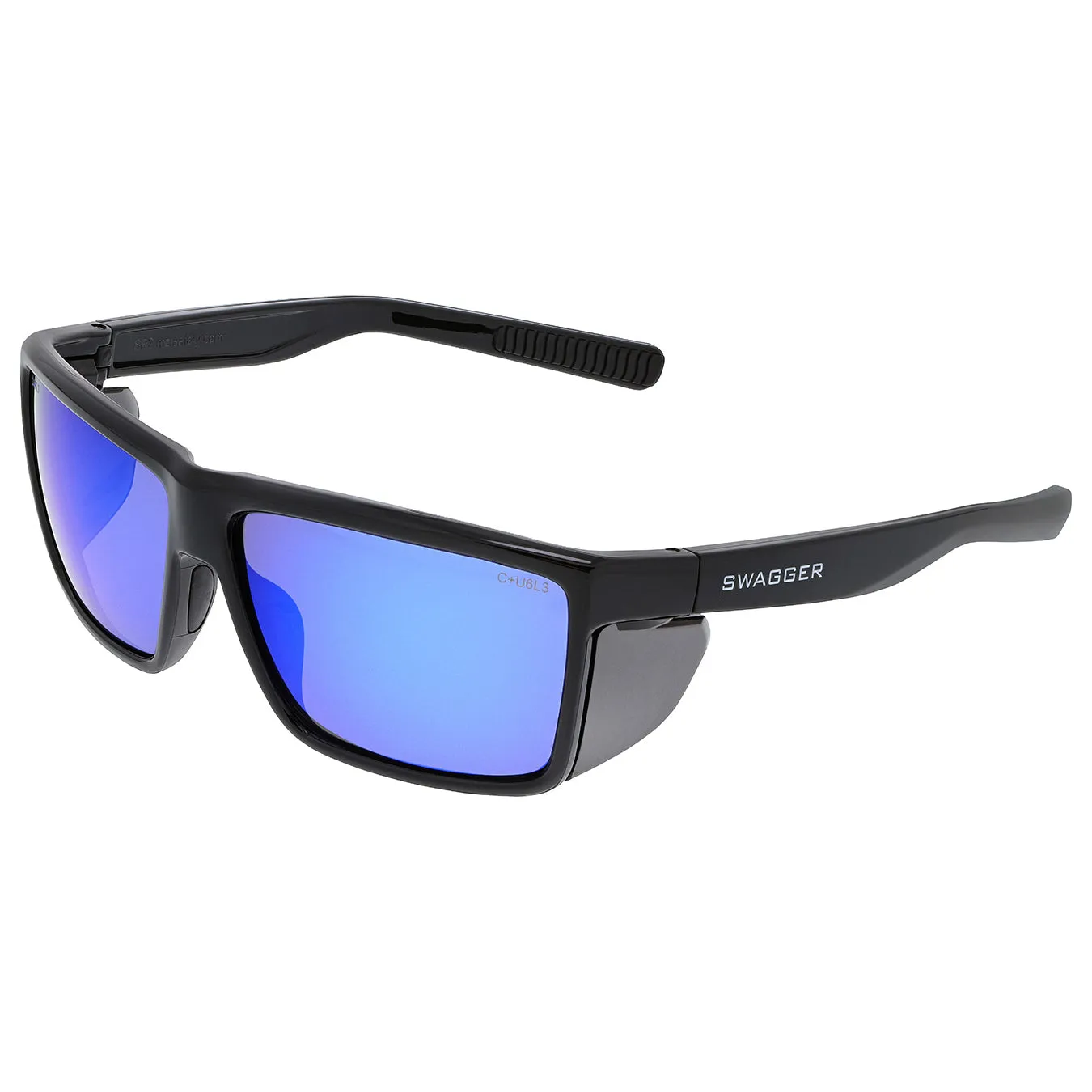 MCR Safety Swagger SR2 Safety Glasses - Black Frame - Polarized Blue Diamond Mirror Lens - SR218BZ