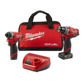 Milwaukee 2598-22 M12 FUEL 1/2" Hammer Drill and 1/4" Hex Impact Driver Kit