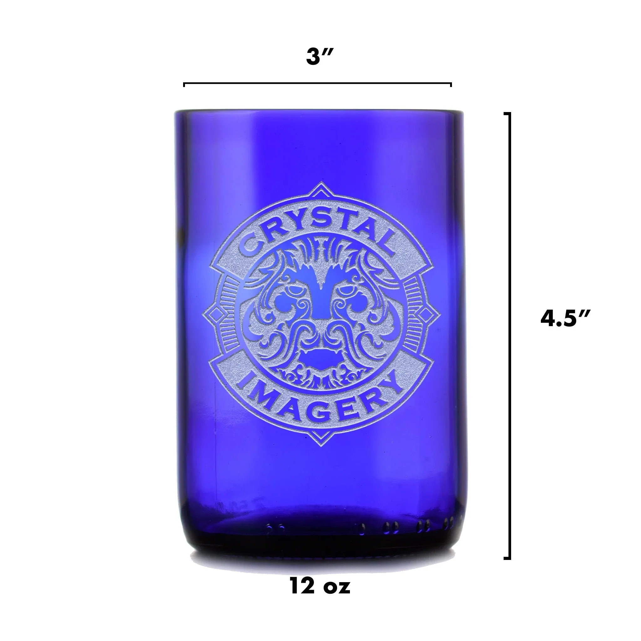 Monogram Engraved Blue Recycled Wine Bottle Glass Tumbler