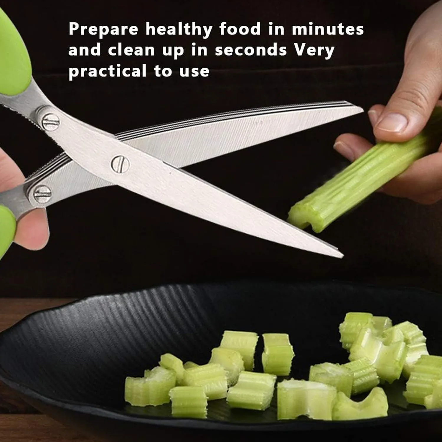 Multifunction Vegetable Stainless Steel Herbs Scissor with 3 Blades