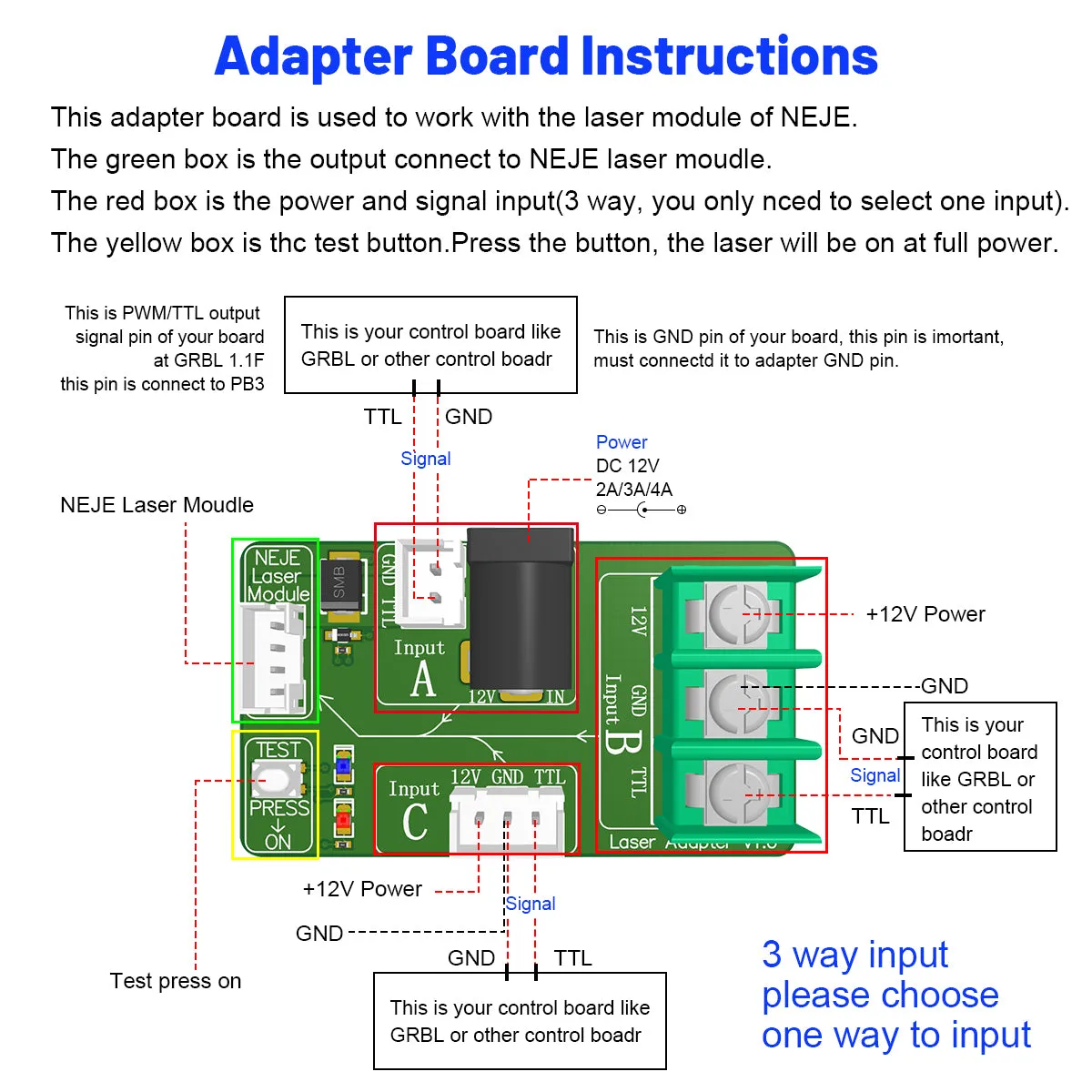 NEJE A40630 6W Square Beam Laser Module Kits