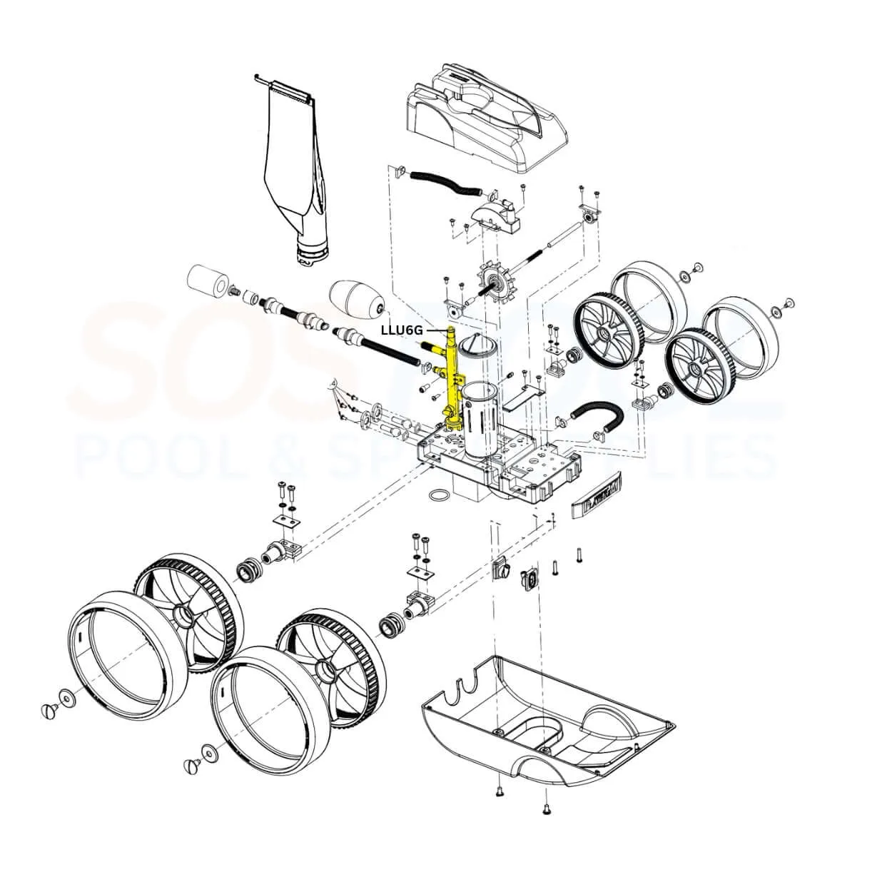 Pentair Feed Mast With O-Ring For Legend and Platinum Cleaners | Gray | LLU6G