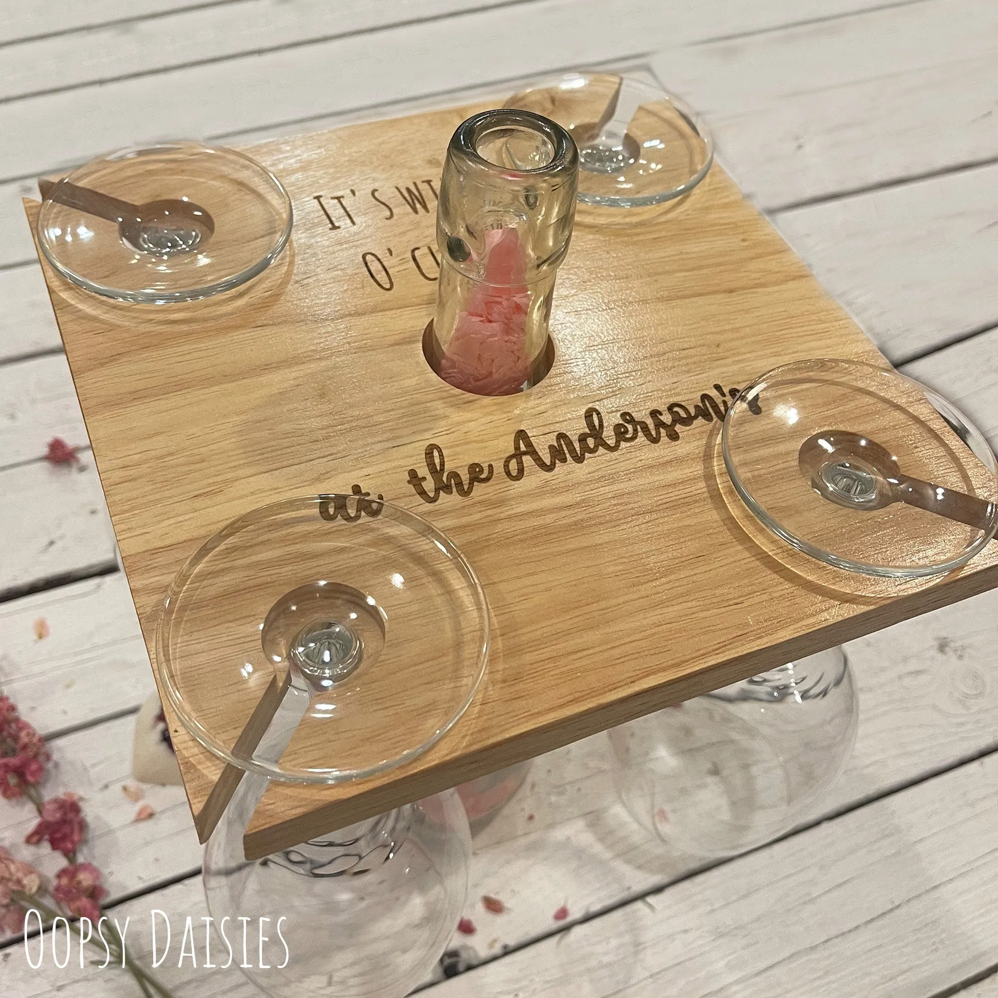 Personalised Four Wine Glass & Bottle Holder 13654