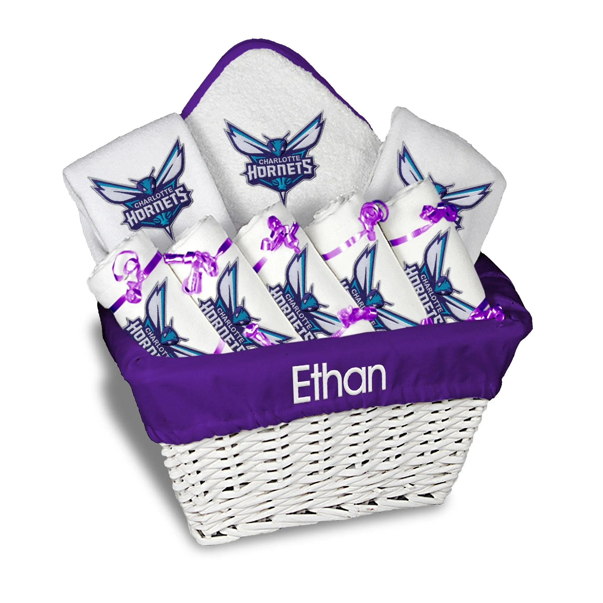 Personalized Charlotte Hornets Large Basket - 9 Items