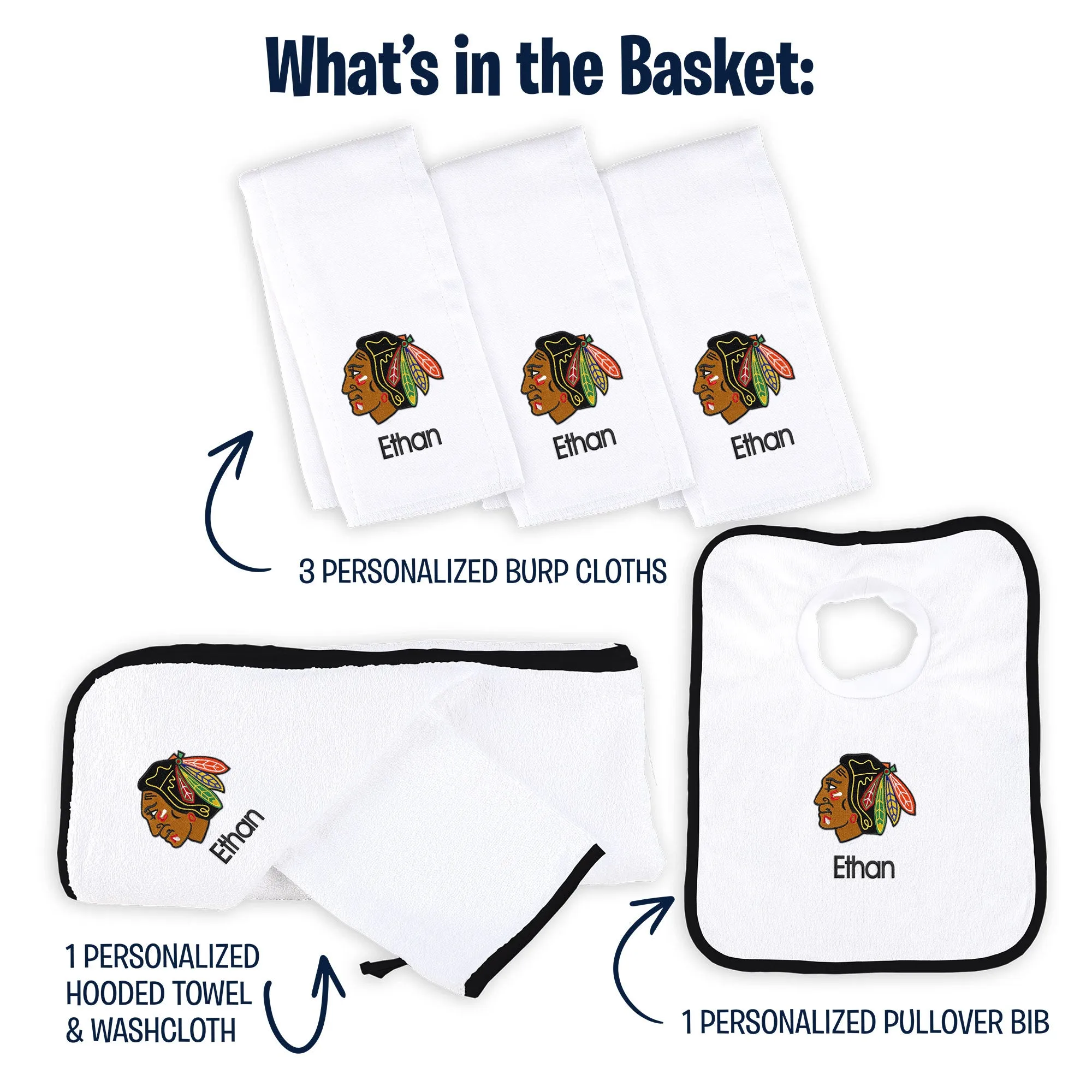 Personalized Chicago Blackhawks Medium Basket - 6 Items