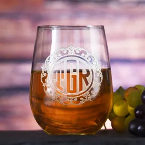 Personalized Etched Stemless Wine Glasses