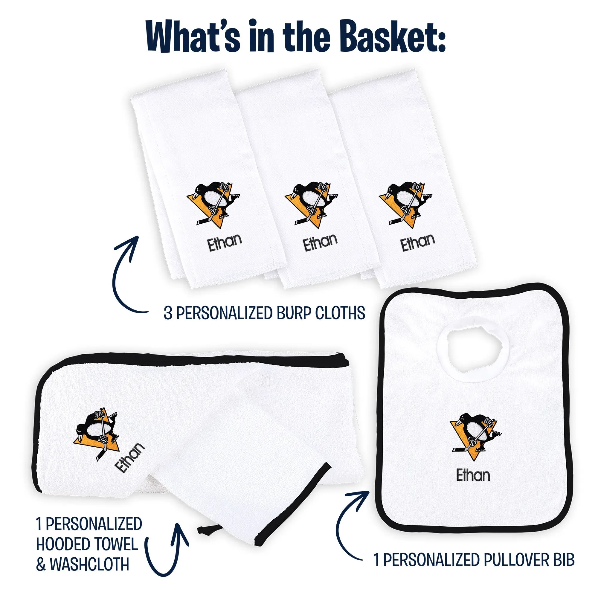 Personalized Pittsburgh Penguins Medium Basket - 6 Items